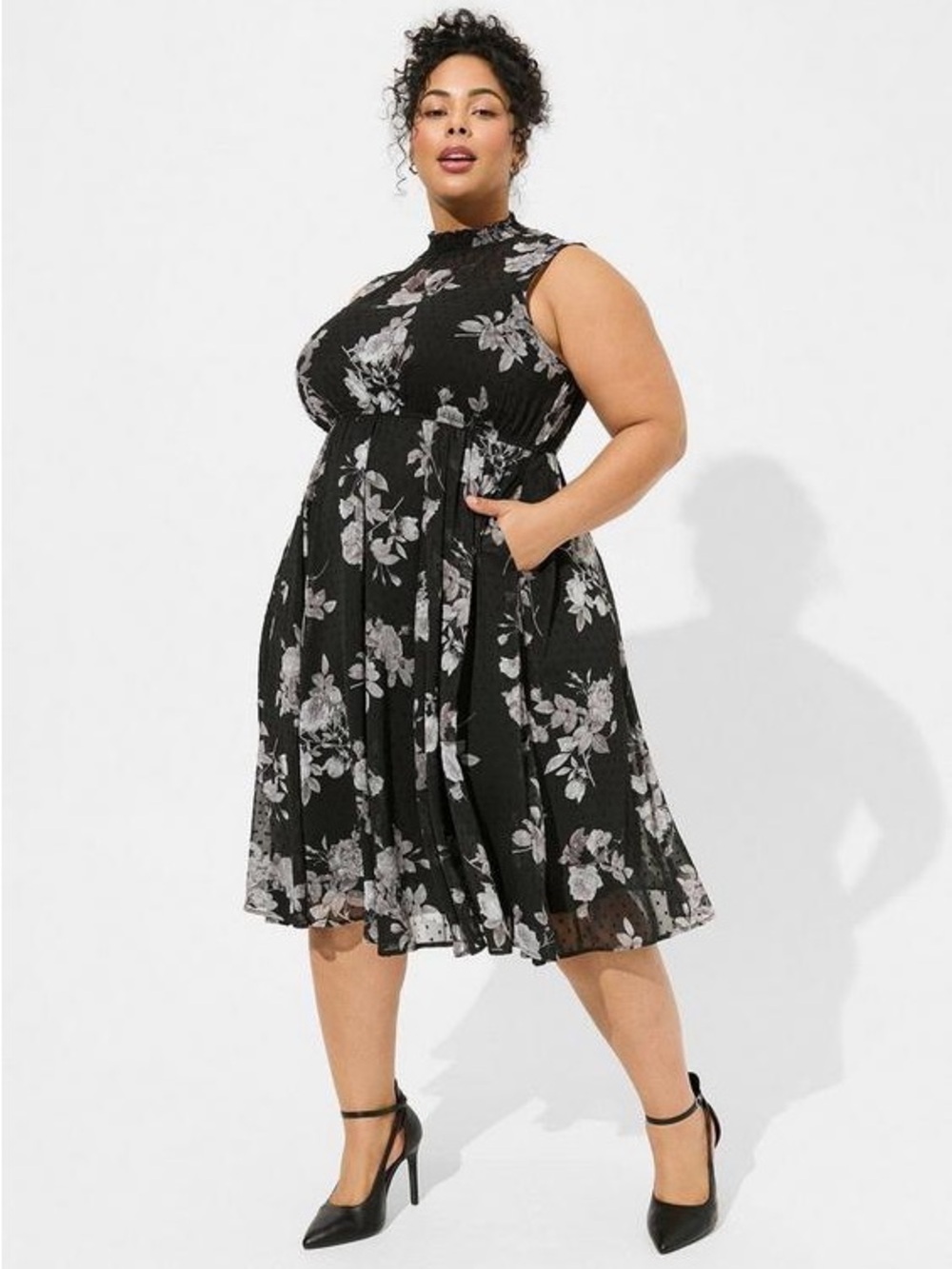 Torrid Dark Romance High Neck Midi Dress 2X Black Roses